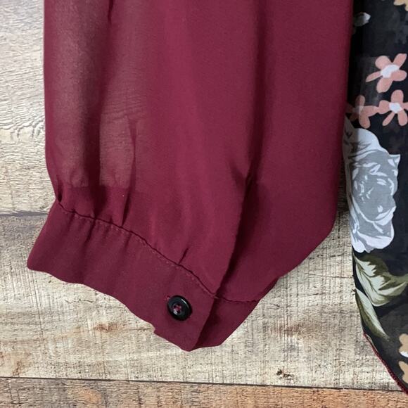 Shein Curve Two-toned Floral Button Down Sheer Long Sleeve Blouse Size 4XL 4X - Picture 8 of 9